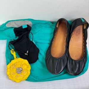 Tieks Black Leather Ballet Flats Office Girly Comfortable Neutral 0045 *